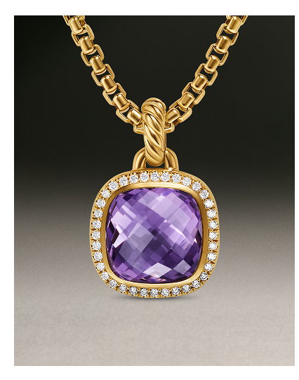 Albion® Pendant 18K Yellow Gold with Amethyst and Diamonds, 11mm