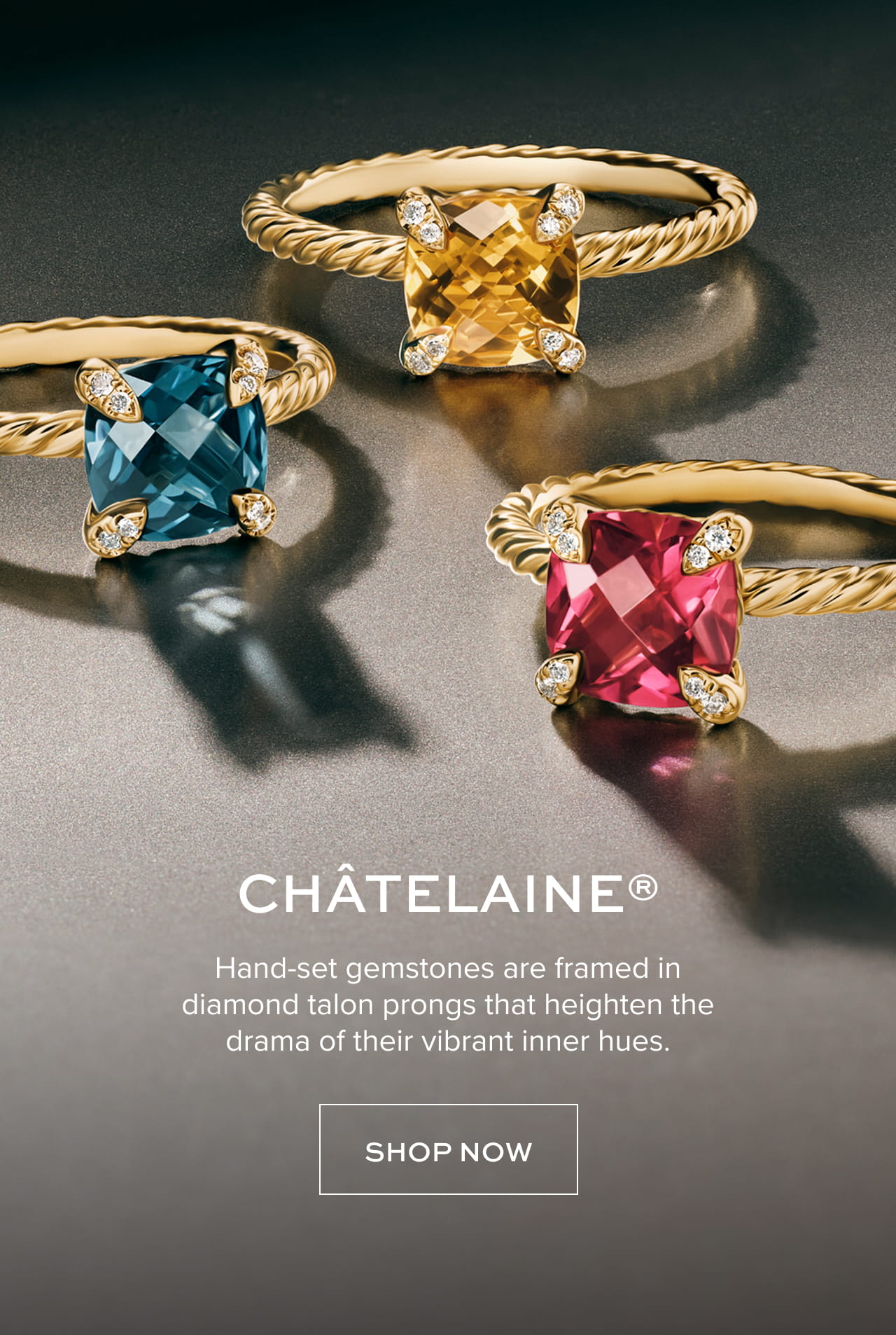 Chatelaine - Hand-set gemstones are framed in diamond talon prongs that heighten the drama of their vibrant inner hues. Shop now.