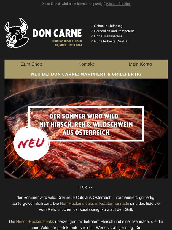 NEU: Edles Wildfleisch für den Grill