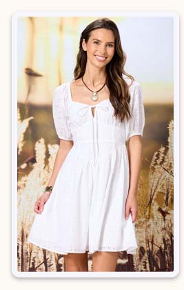 Shop Eyelet Puff Sleeve Dress