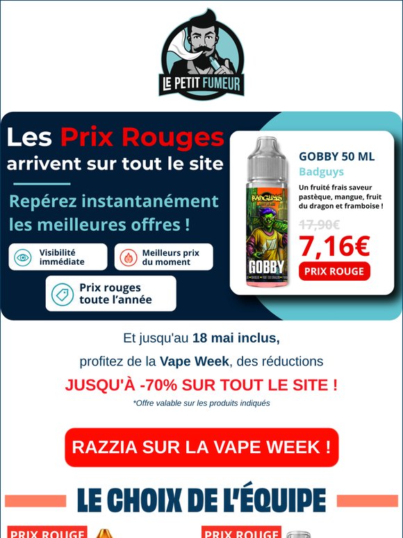 🔴 VAPE WEEK continue : -70% sur TOUT, c'est parti !