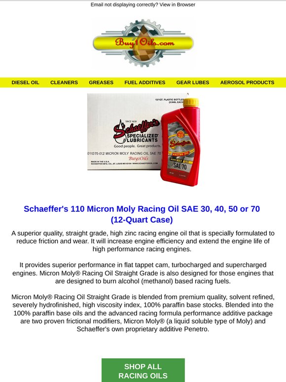 Micron Moly Racing SAE 30, 40, 50 or 70 | 12-QTS