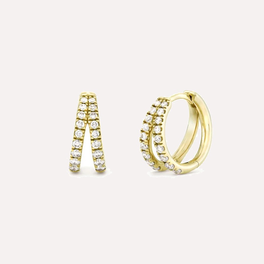 Signature Duo Small Lab-Grown Diamond Huggie Hoops