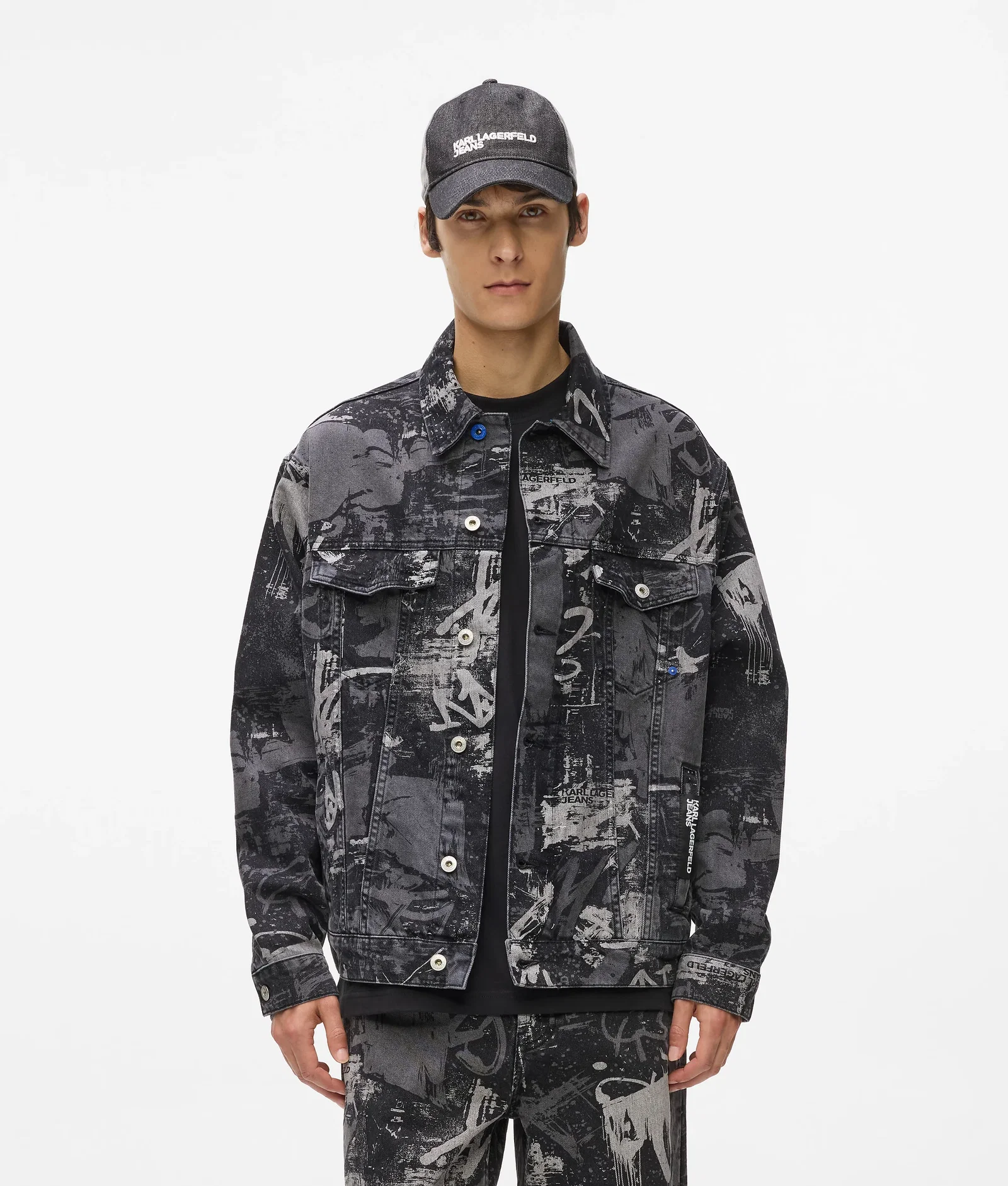 Image of Paint-effect denim jacket