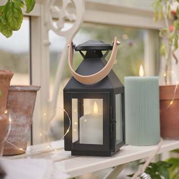Brixham Small Leather Handle Lantern with TruGlow® Candle