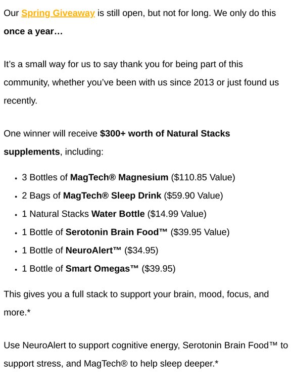 [GIVEAWAY] $300 of Natural Stacks formulas for FREE