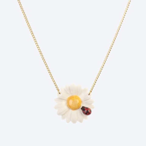 Ladies Ladybug on a Daisy Necklace