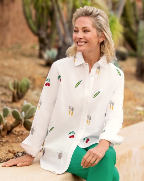 Ladies Embroidered Relaxed Shirt