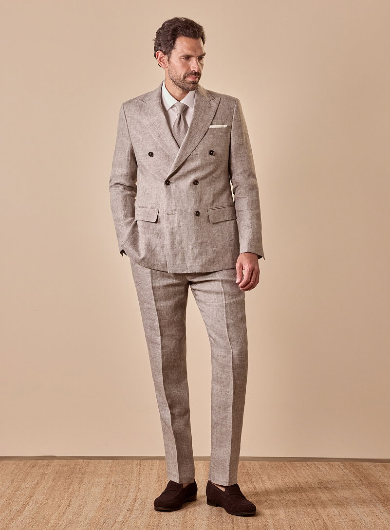 Tailored Fit Brown Mélange 1913 Linen Suit