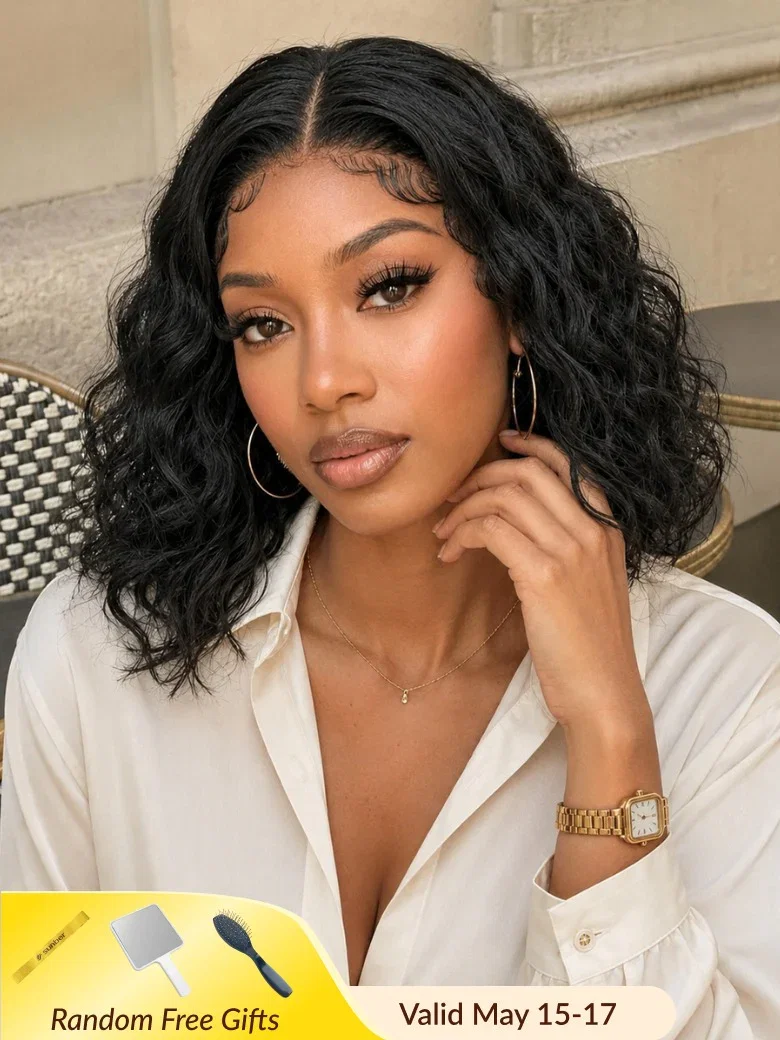 Sunber 13x6/ 7x5 HD Wet And Wavy Water Wave Bye Bye Knots Pre-Cut Lace Frontal Wigs With Elastic Drawstring