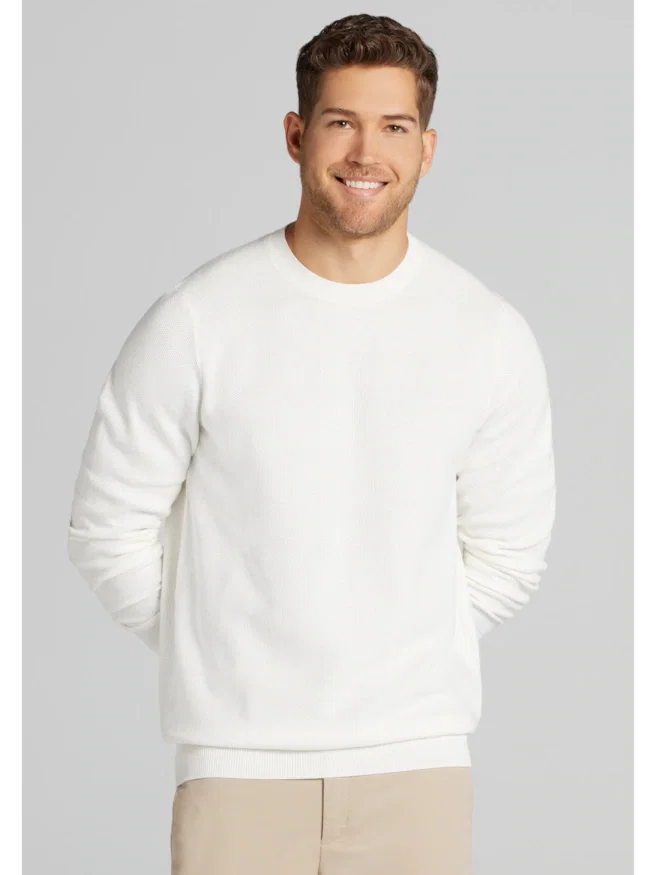 Jos. A. Bank Tailored Fit Textured Crew Neck Sweater