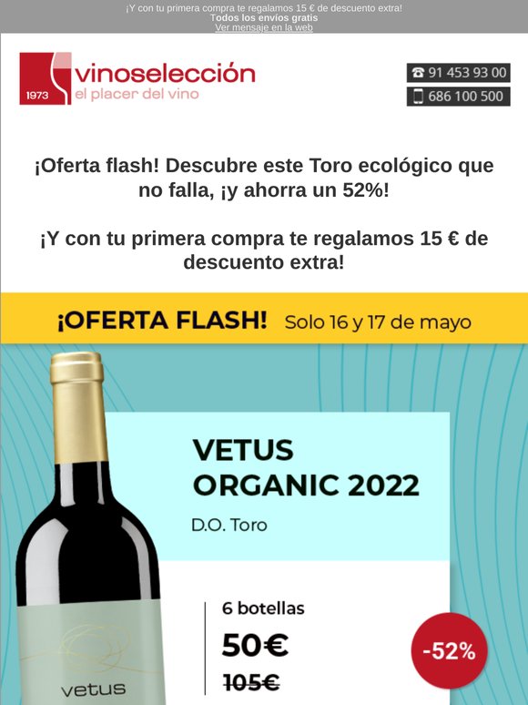 ¡Oferta flash! ¡52% DTO! El Toro ecológico que conquista, exclusivo y de añada Excelente | Vetus Organic 2022