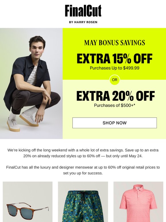 HEY MAY: Up to an EXTRA 20% OFF