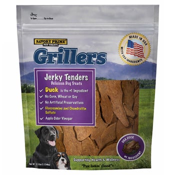 Savory Prime Duck Grillers Jerky Tenders Dog Treats, 40 oz