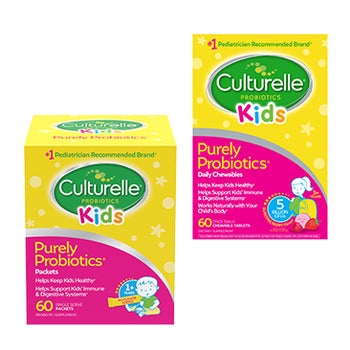 Culturelle Kids Purely Probiotic Packets or Chewable Tablets, 60-Count