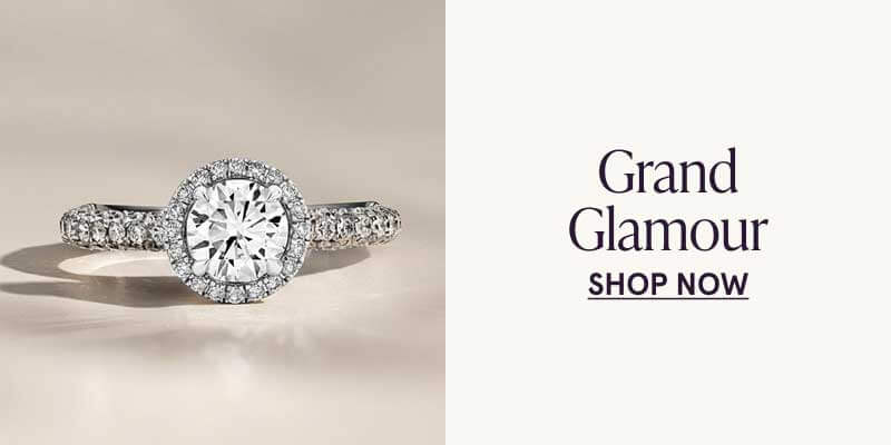 Silver-set ring encrusted with diamonds featuring a centered square circle-cut diamond. Grand Glamor. Click here to shop now