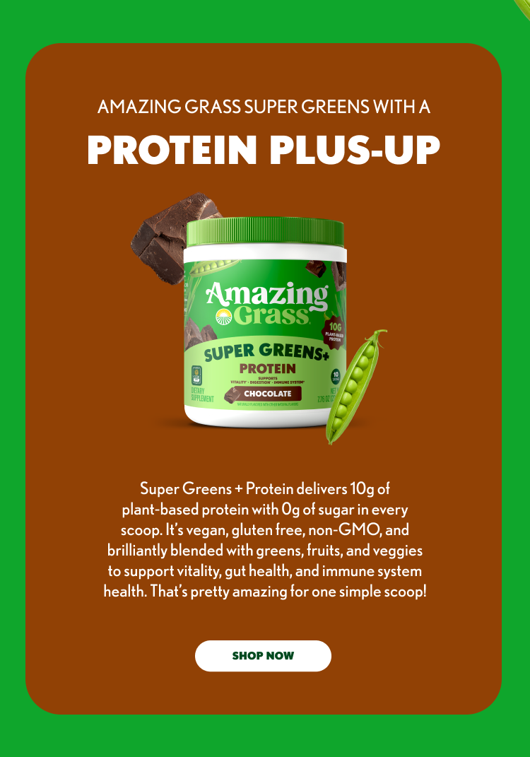 An amazing chocolate peanut butter moment is created when chocolate and peanut butter come together with the Super Greens + Protein blend, resulting in a smoothie experience that is rich, indulgent, and full of classic comfort while showcasing how the product can be enjoyed in a delicious and satisfying recipe.