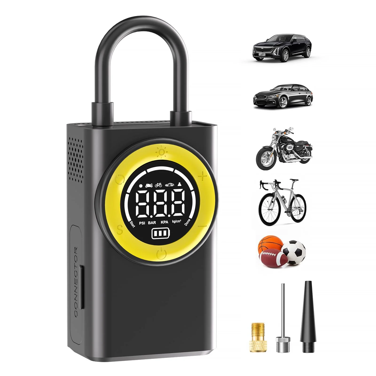 Image of Tire Inflator Portable Air Compressor,150 PSI Cordless Air Pump for Car Tires with Digital Pressure Gauge & LED Light,5X Faster.