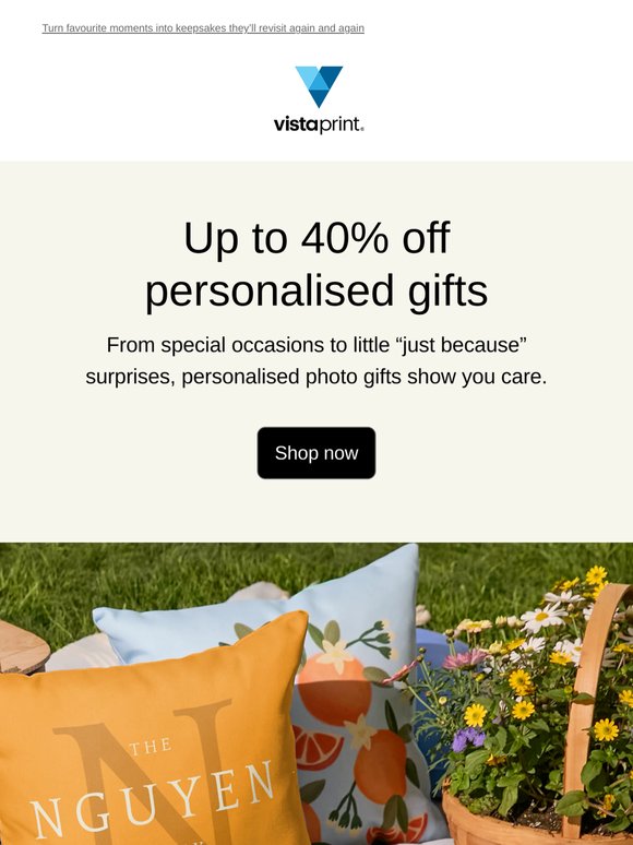 Up to 40% off personalised gifts made from your photos 📸