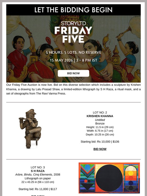 Our Friday Five Auction Has Begun! Bid Now!