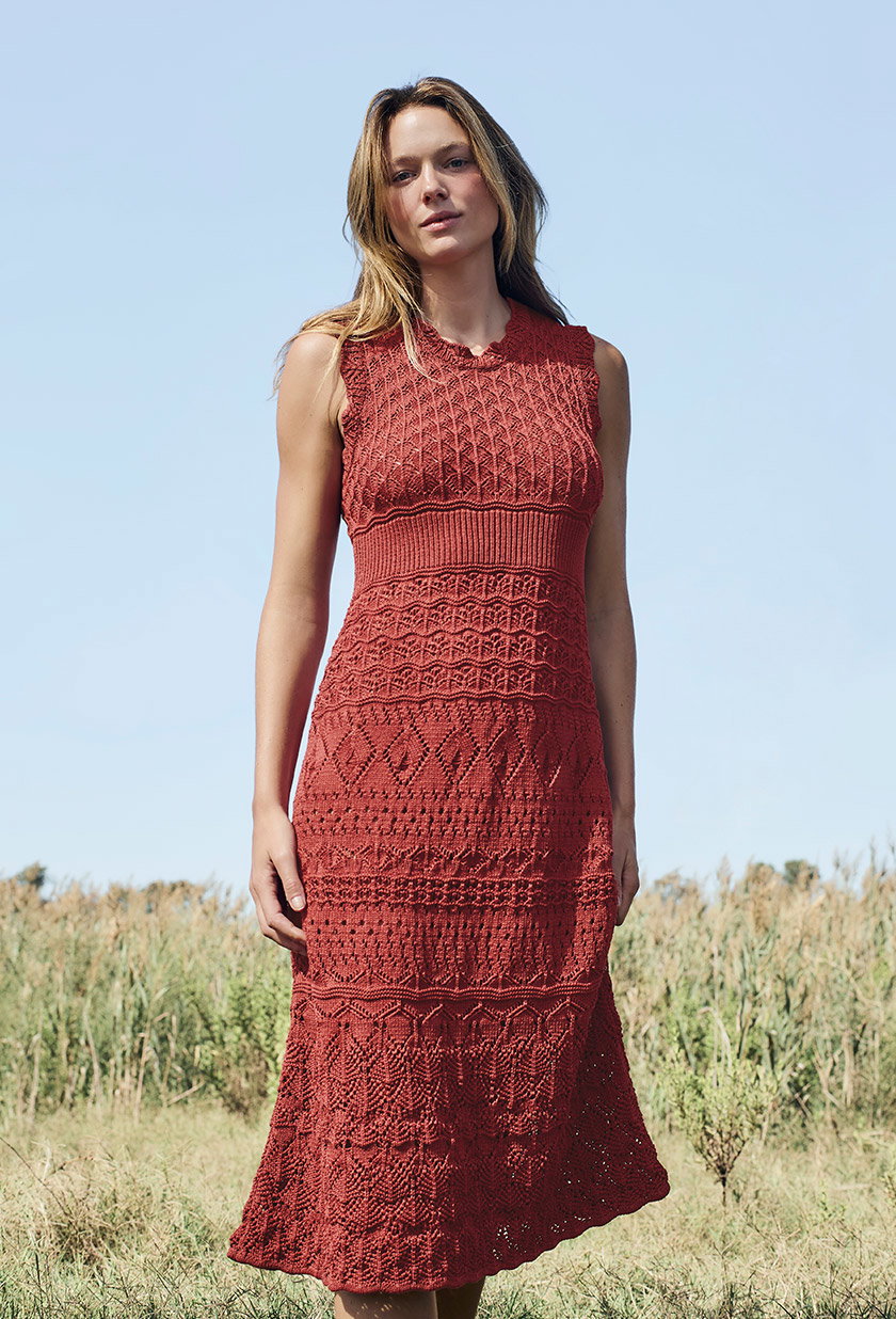 Strick Kleid Midi aus reiner Bio-Baumwolle