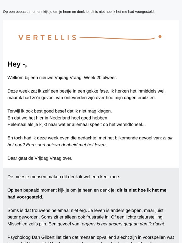 Vrijdag Vraag: Is dit het nou?