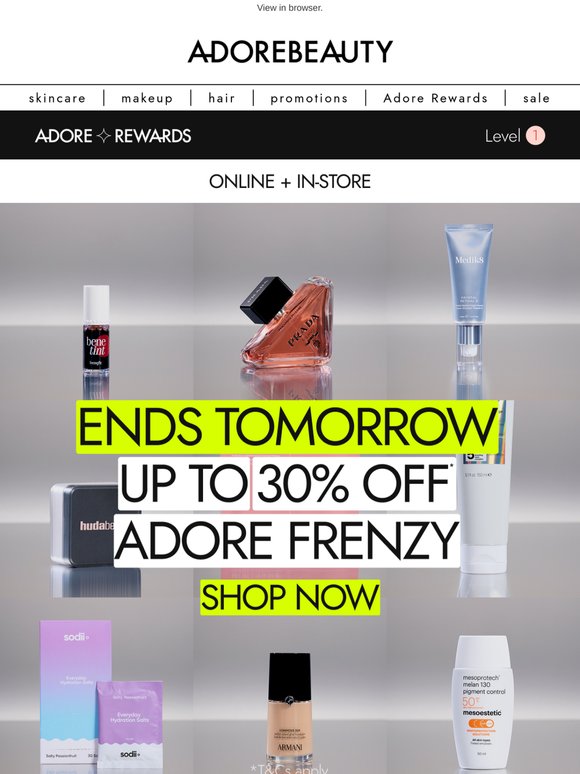 Hurry, Adore Frenzy ends tomorrow
