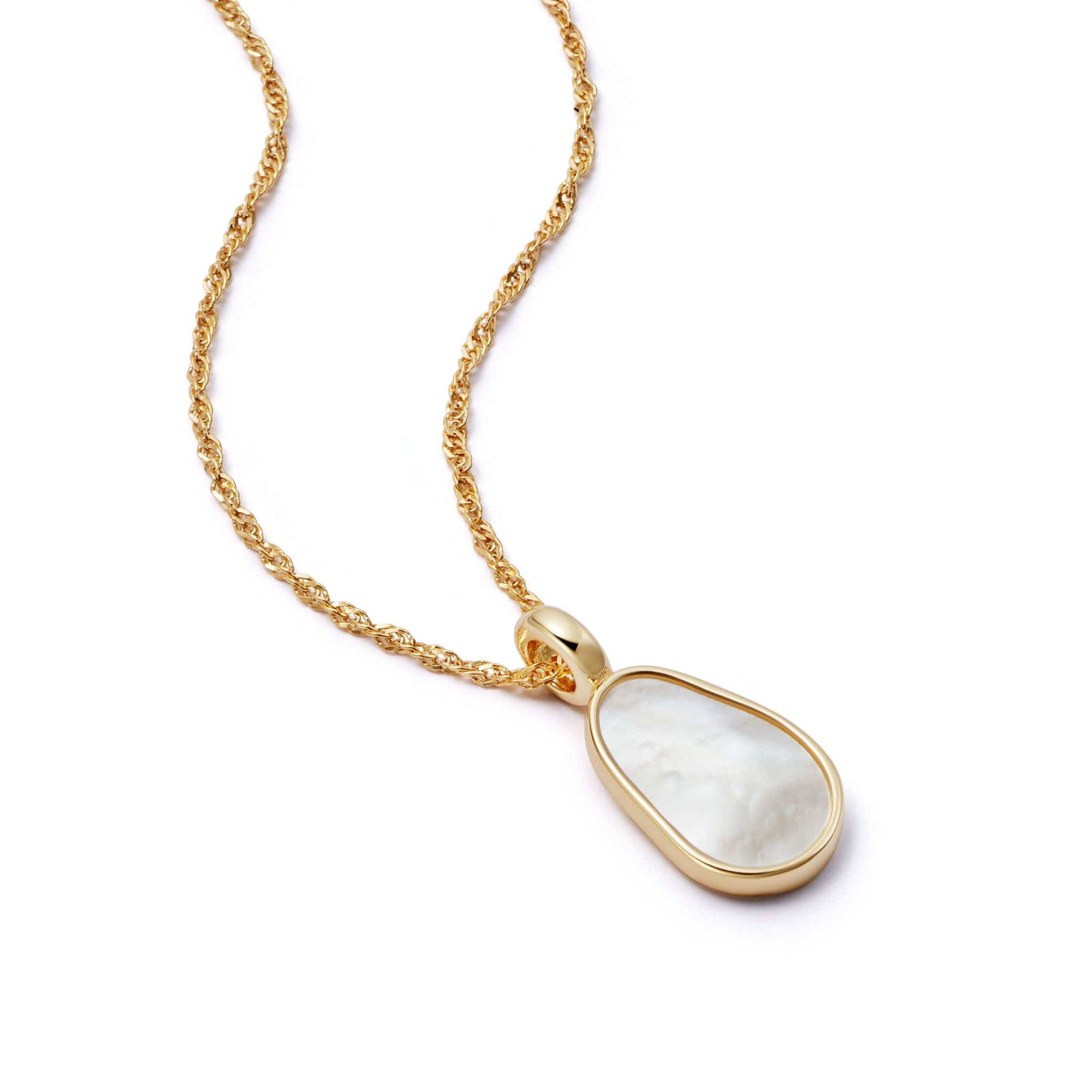 Image of Mother Of Pearl Necklace 18ct Gold Plate