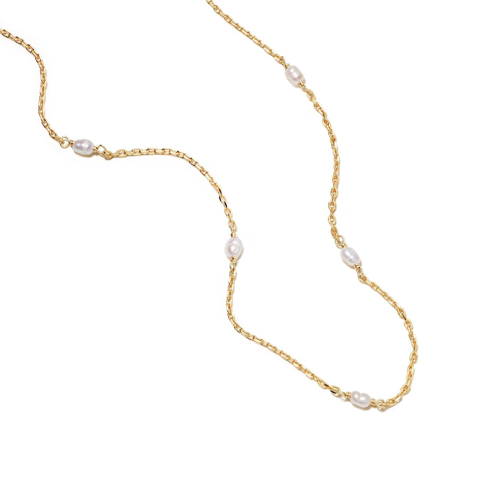 Image of Seed Pearl Chain Necklace 18ct Gold Plate
