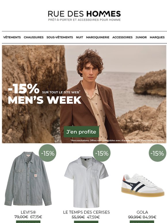 🛍️ Men’s Week : profitez de -15% sur tout dès maintenant !