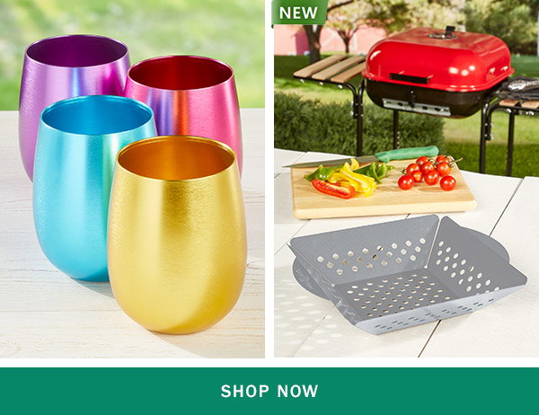 Shop Now. Jewel-Tone Aluminum Goblet, Set of 4. New: Barbecue Grill Basket