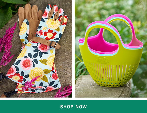 Shop Now. Womanswork Arm Saver Gardening Gloves, Garden Colander Basket