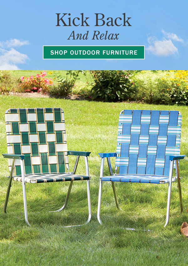 Kick Back & Relax. Shop Outdoor Furniture. American-Made Extra-Wide Webbed Folding Lawn Chair