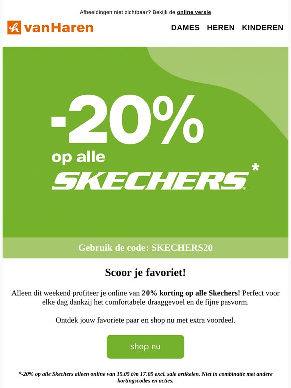 Nu -20% op alle Skechers! 🚨