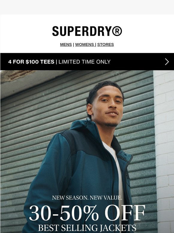 30-50% OFF Jackets. Layer Up.