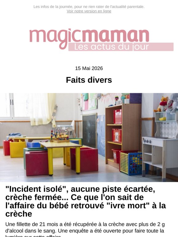 "Incident isolé", aucune piste écartée, crèche fermée... Ce que l'on sait de l'affaire du bébé retrouvé "ivre mort" à la crèche