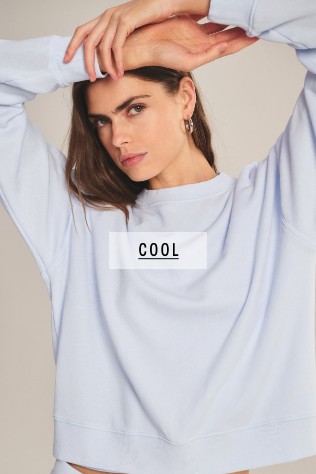 COOL. Model wearing Yoko Sweatshirt.