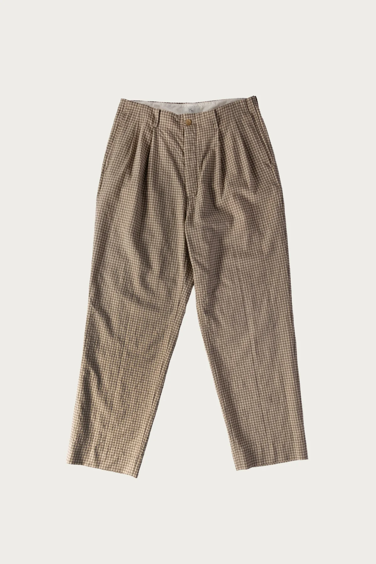 Image of Rigid Woolcheck Pants - Beige