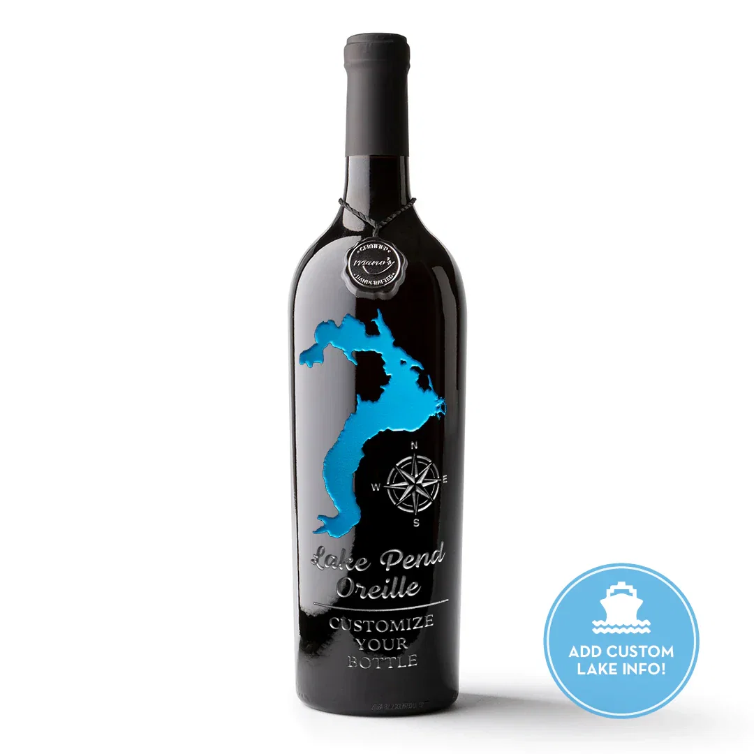 Image of Lake Pend Oreille Custom Etched Wine