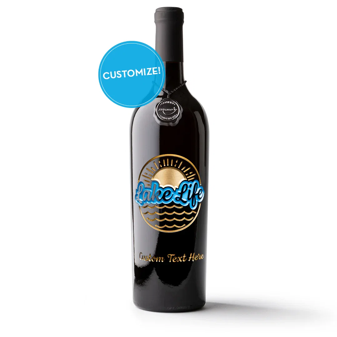 Image of Lake Life Custom Etched Wine