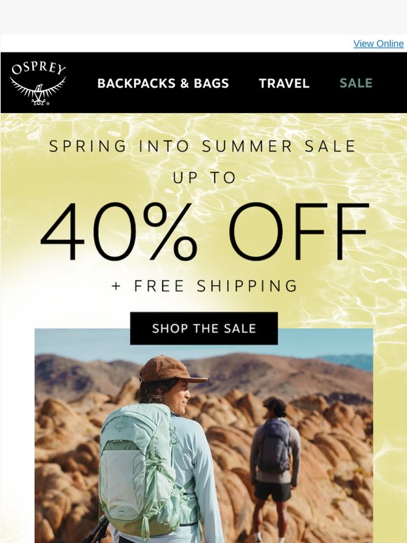 It's here: up to 40% off + free shipping