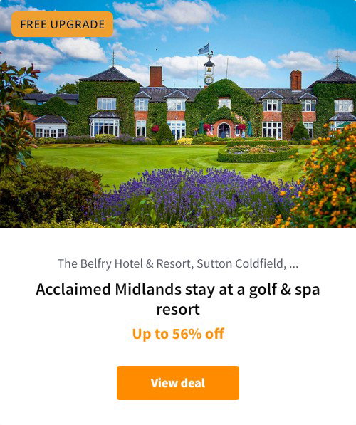 Acclaimed Midlands stay at a golf &amp; spa resort