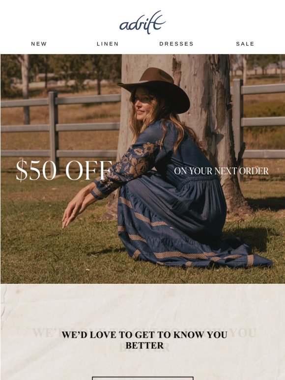 Help us dress you better — and get $50 off