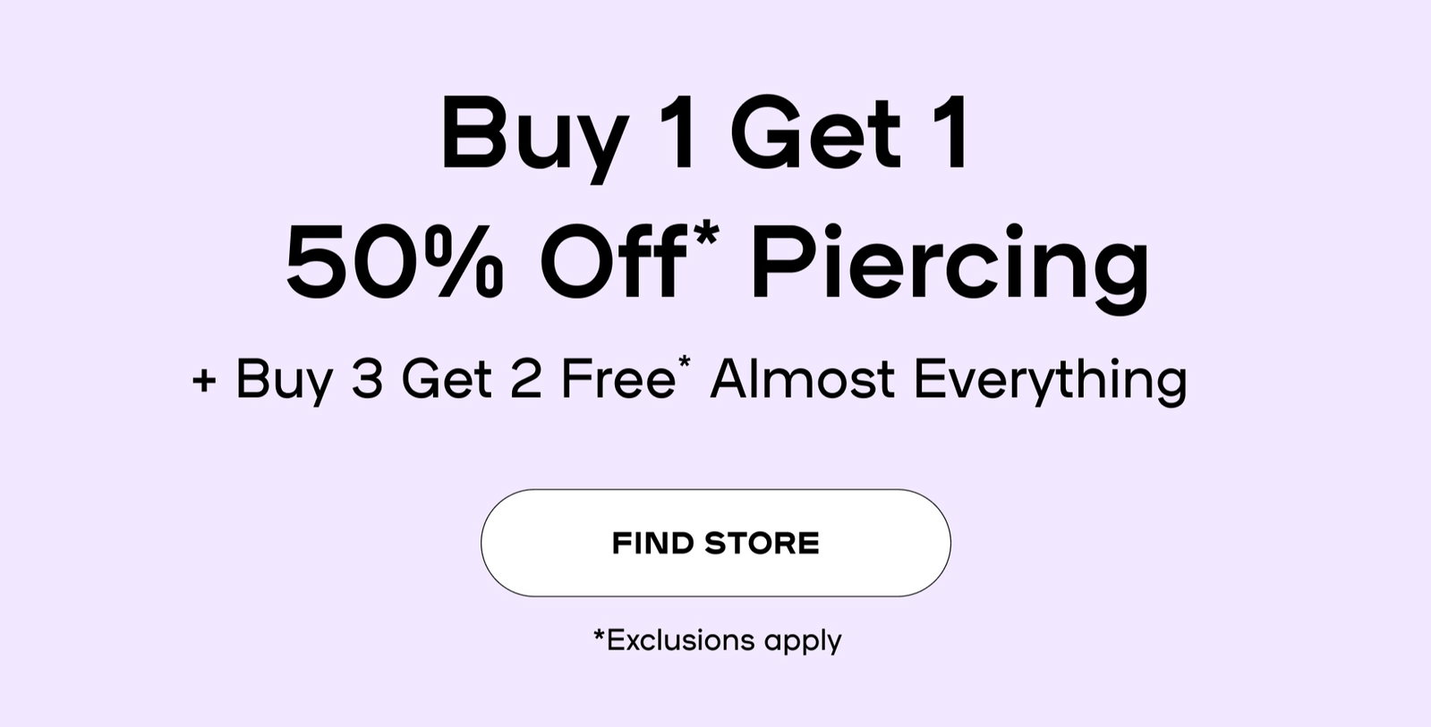 Buy 1 Get1 50% Off piercing