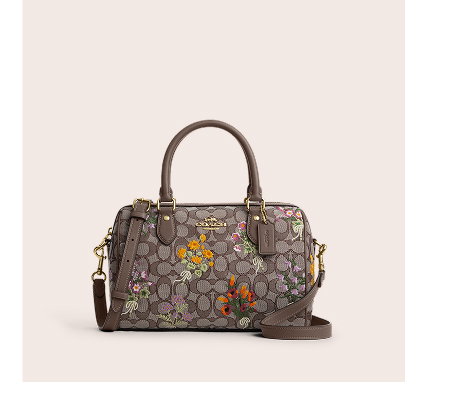 Rowan Satchel Bag In Signature Jacquard With Floral Embroidery