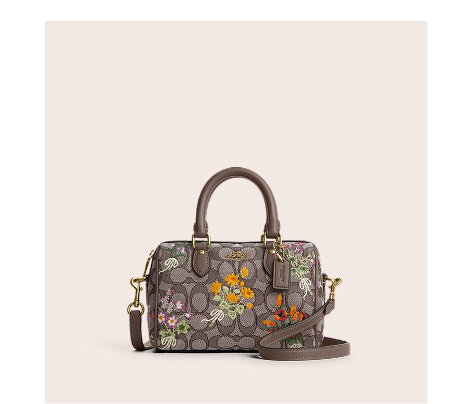 Mini Rowan Crossbody Bag In Signature Jacquard With Floral Embroidery