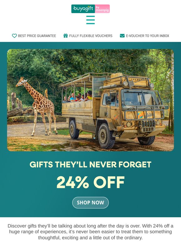 24% off unforgettable gifts