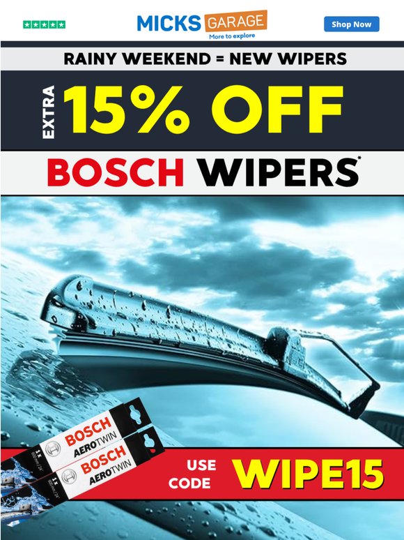 ⛈️RAIN ALERT: Bosch Wiper Discounts!