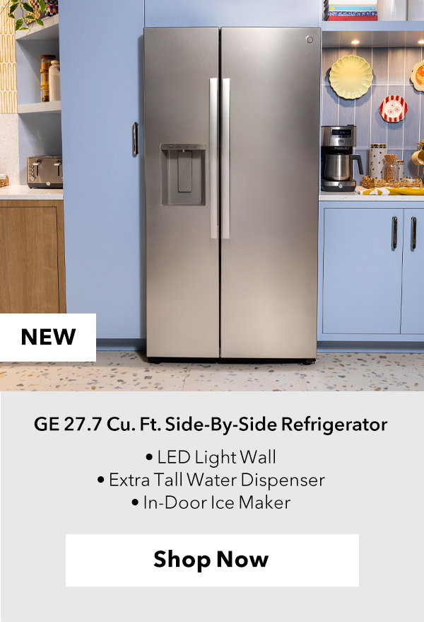 GE 27.9 Cu. Ft. Side-By-Side Refrigerator with Extra Tall Dispenser 36-Inch Wide in Fingerprint Resistant Stainless