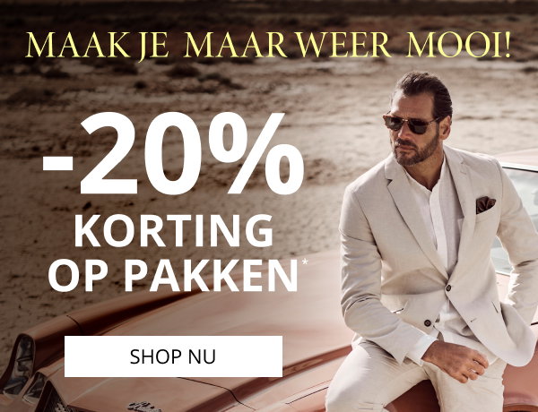 -20% korting op pakken